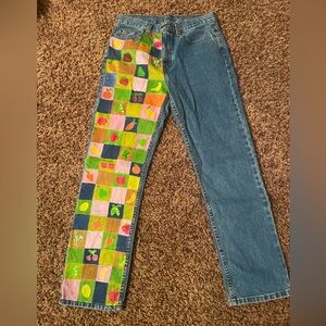 Hand painted produce farmers market jeans